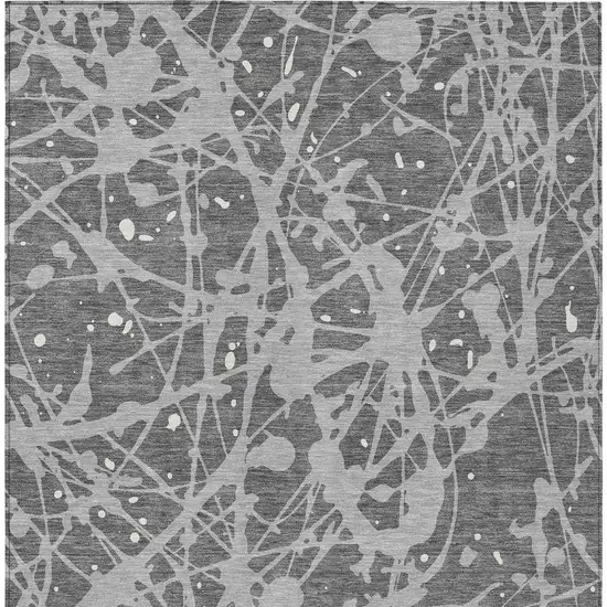 Gray And Silver Abstract Washable Indoor Outdoor Area Rug Photo 3