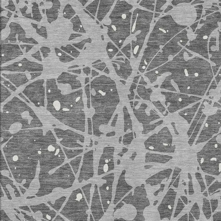 Gray And Silver Abstract Washable Indoor Outdoor Area Rug Photo 2