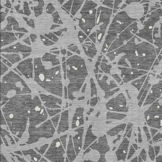 Gray And Silver Abstract Washable Indoor Outdoor Area Rug Photo 2