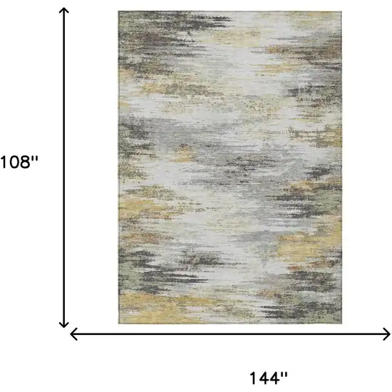 Gray And Silver Abstract Washable Indoor Outdoor Area Rug Photo 5