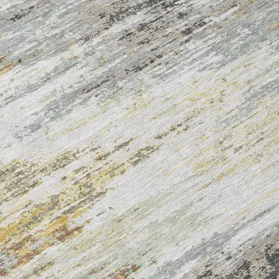 Gray And Silver Abstract Washable Indoor Outdoor Area Rug Photo 4