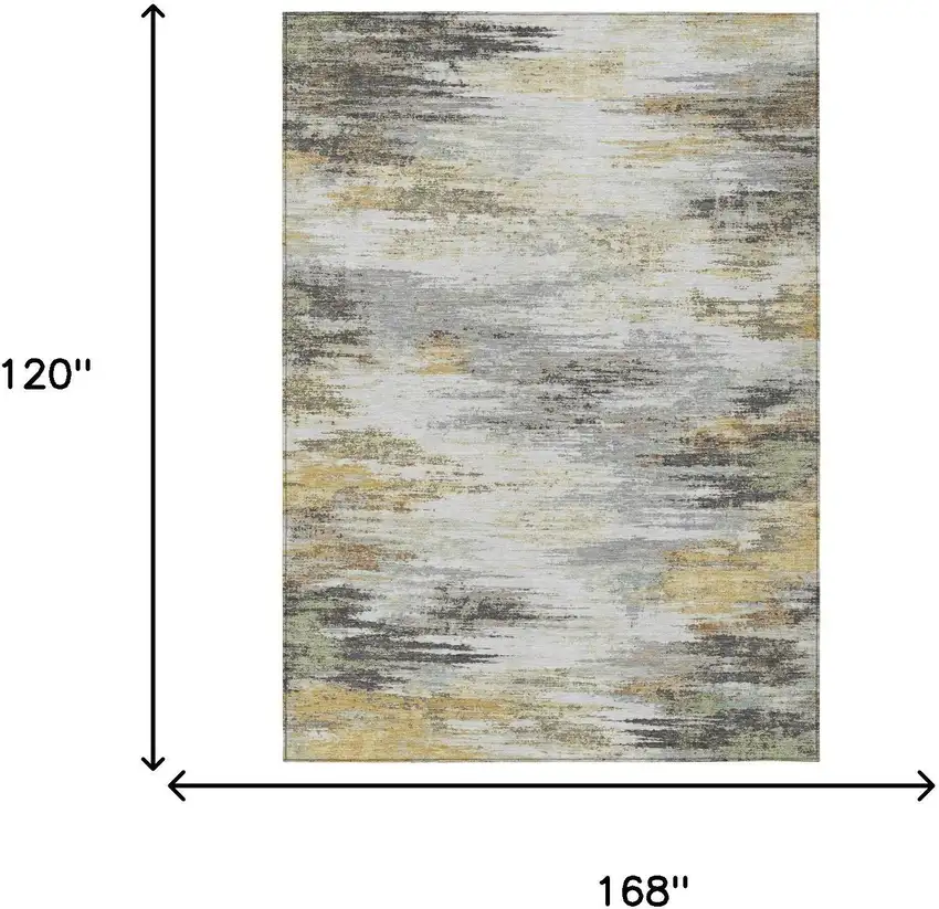 Gray And Silver Abstract Washable Indoor Outdoor Area Rug Photo 5
