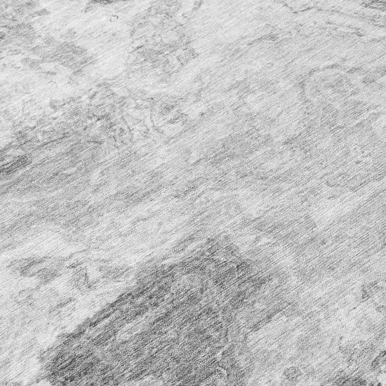 Gray And Silver Abstract Washable Indoor Outdoor Area Rug Photo 4