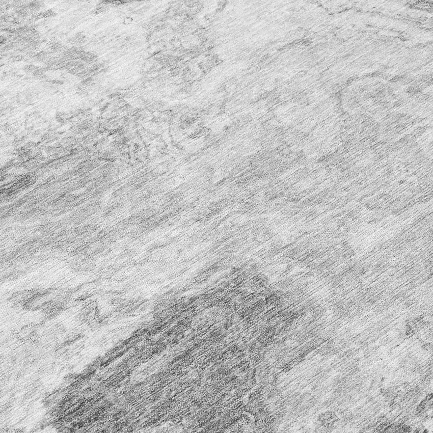 Gray And Silver Abstract Washable Indoor Outdoor Area Rug Photo 4