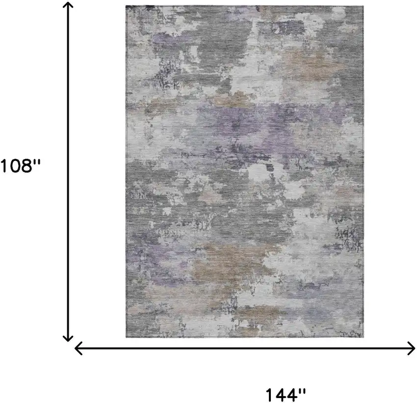 Gray And Silver Abstract Washable Indoor Outdoor Area Rug Photo 5