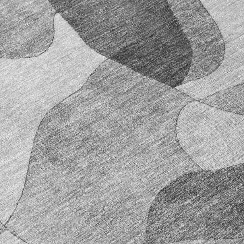 Gray And Silver Abstract Washable Indoor Outdoor Area Rug Photo 4