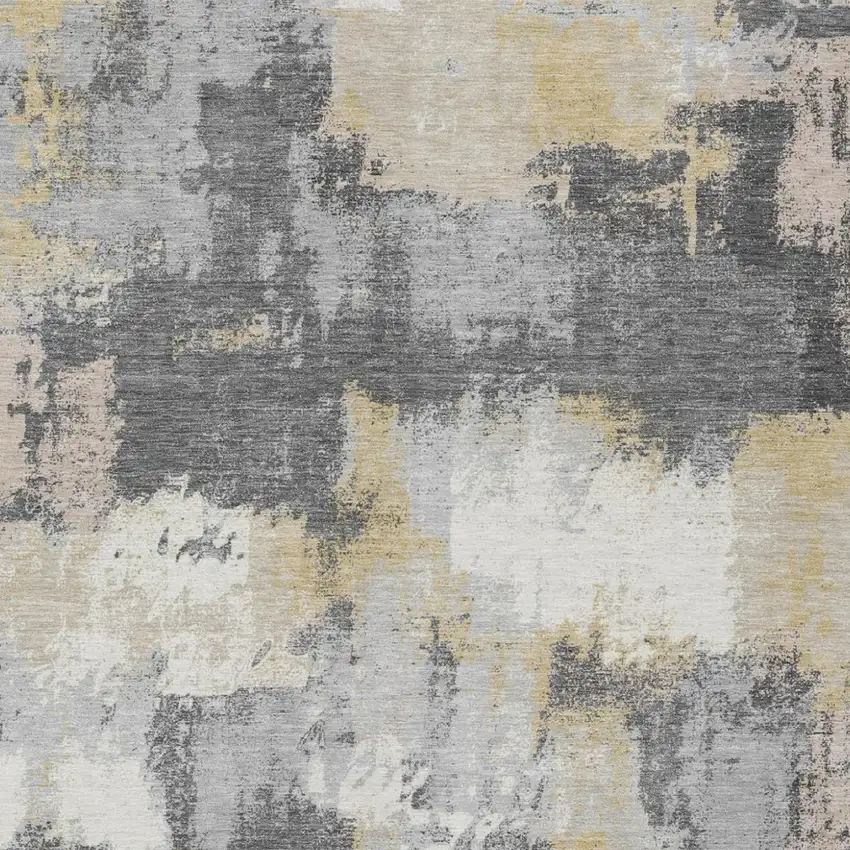 Gray And Silver Abstract Washable Indoor Outdoor Area Rug Photo 1