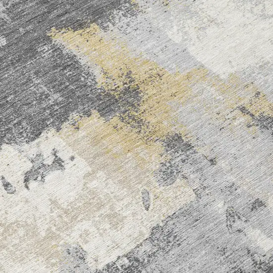 Gray And Silver Abstract Washable Indoor Outdoor Area Rug Photo 5