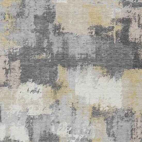 Gray And Silver Abstract Washable Indoor Outdoor Area Rug Photo 3