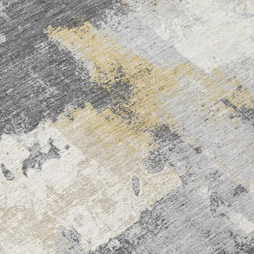 Gray And Silver Abstract Washable Indoor Outdoor Area Rug Photo 5