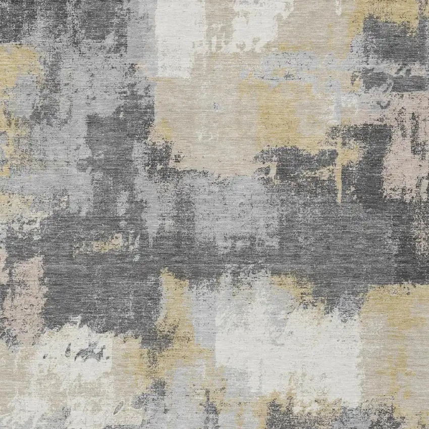 Gray And Silver Abstract Washable Indoor Outdoor Area Rug Photo 2