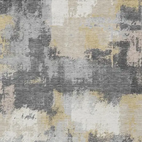Gray And Silver Abstract Washable Indoor Outdoor Area Rug Photo 2