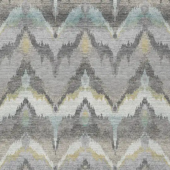 Gray And Silver Abstract Washable Indoor Outdoor Area Rug Photo 3