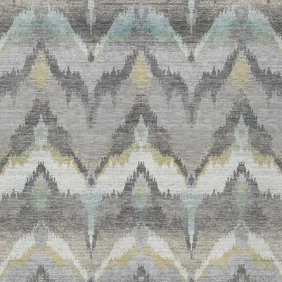 Gray And Silver Abstract Washable Indoor Outdoor Area Rug Photo 4