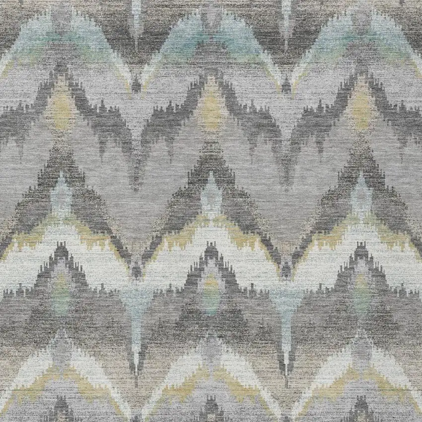 Gray And Silver Abstract Washable Indoor Outdoor Area Rug Photo 4