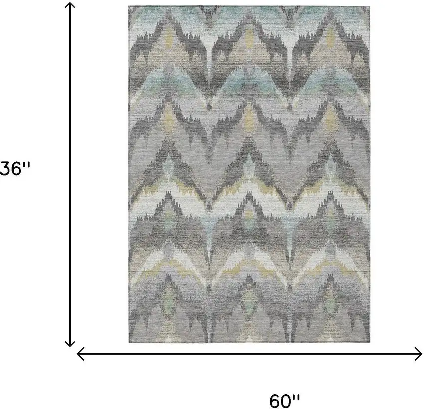 Gray And Silver Abstract Washable Indoor Outdoor Area Rug Photo 6