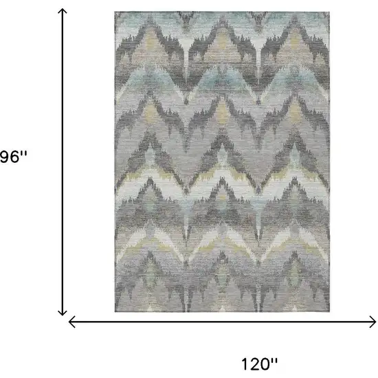 Gray And Silver Abstract Washable Indoor Outdoor Area Rug Photo 6