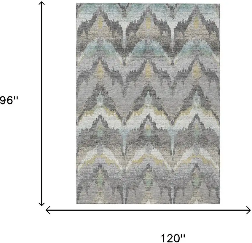 Gray And Silver Abstract Washable Indoor Outdoor Area Rug Photo 6