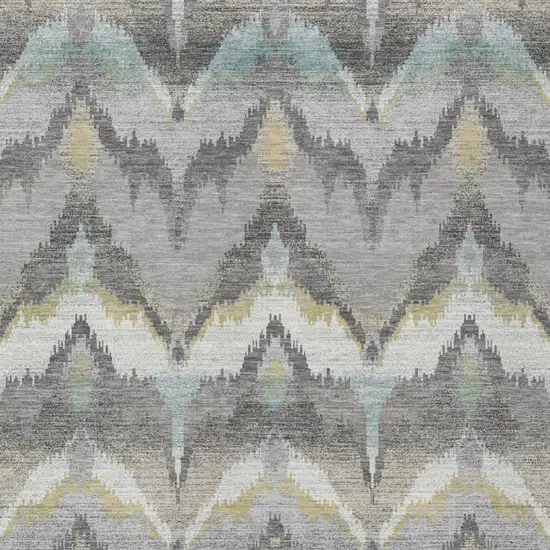 Gray And Silver Abstract Washable Indoor Outdoor Area Rug Photo 1