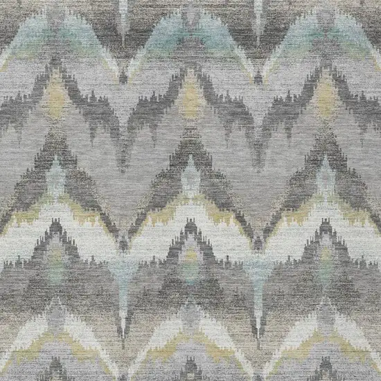 Gray And Silver Abstract Washable Indoor Outdoor Area Rug Photo 2