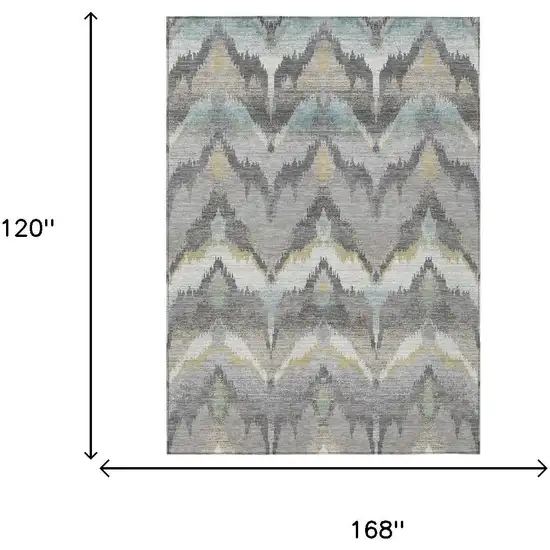 Gray And Silver Abstract Washable Indoor Outdoor Area Rug Photo 7