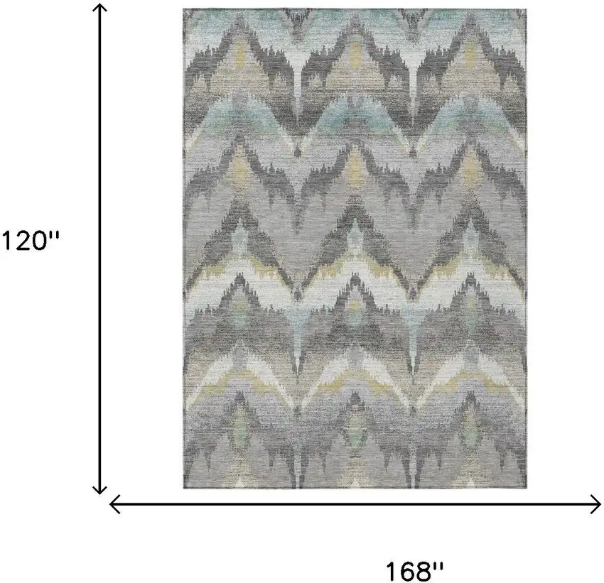 Gray And Silver Abstract Washable Indoor Outdoor Area Rug Photo 7
