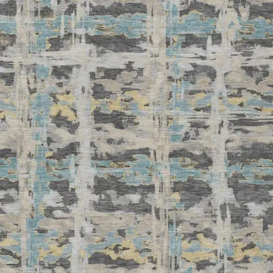 Gray And Silver Abstract Washable Indoor Outdoor Area Rug Photo 1