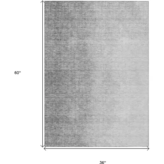 Gray And Silver Abstract Washable Indoor Outdoor Area Rug Photo 3