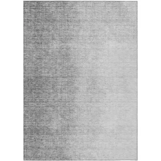 Gray And Silver Abstract Washable Indoor Outdoor Area Rug Photo 2
