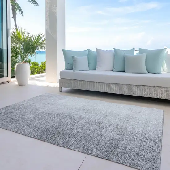 Gray And Silver Abstract Washable Indoor Outdoor Area Rug Photo 8