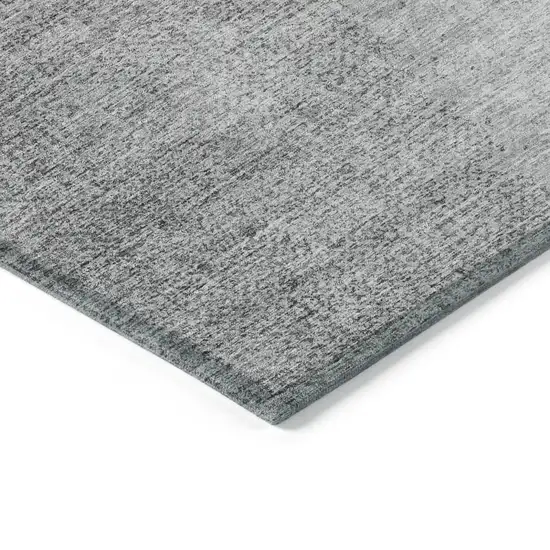 Gray And Silver Abstract Washable Indoor Outdoor Area Rug Photo 5