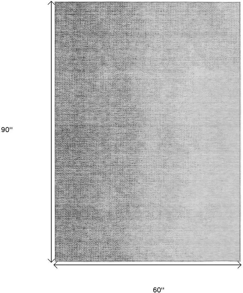 Gray And Silver Abstract Washable Indoor Outdoor Area Rug Photo 3