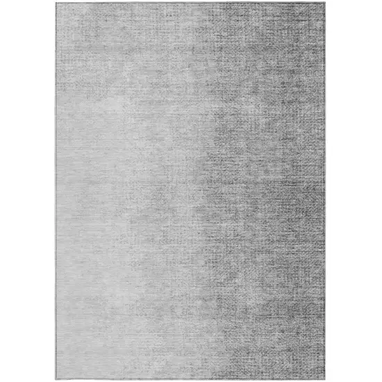 Gray And Silver Abstract Washable Indoor Outdoor Area Rug Photo 7