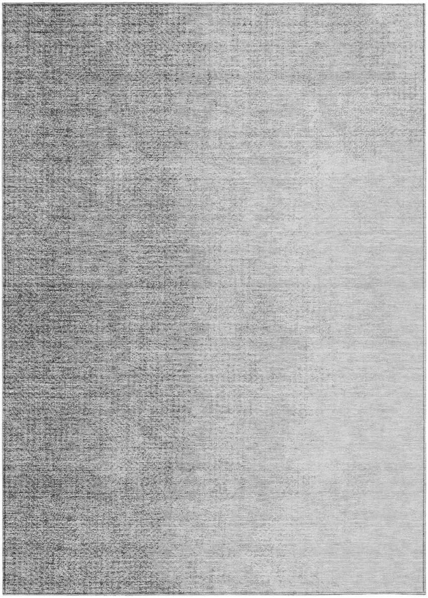 Gray And Silver Abstract Washable Indoor Outdoor Area Rug Photo 2