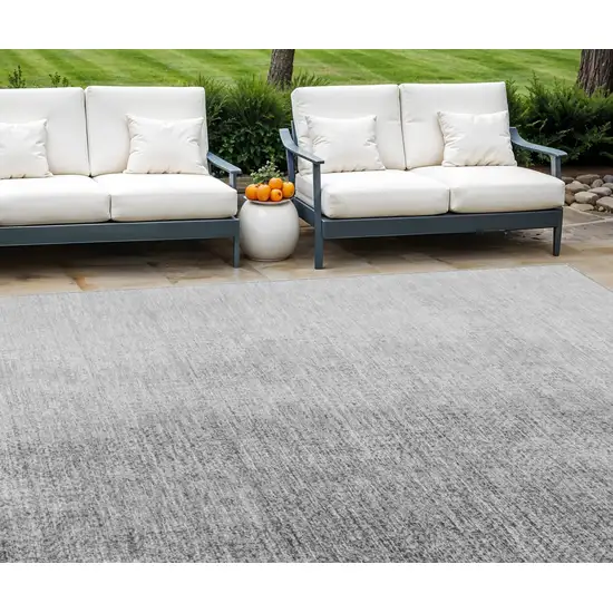 Gray And Silver Abstract Washable Indoor Outdoor Area Rug Photo 1