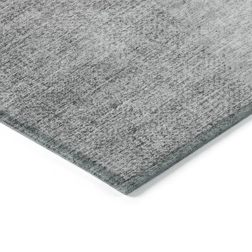 Gray And Silver Abstract Washable Indoor Outdoor Area Rug Photo 5