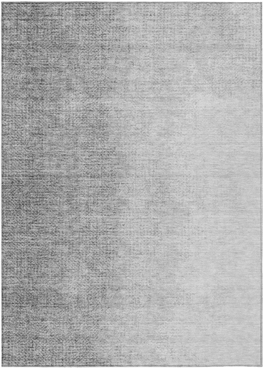 Gray And Silver Abstract Washable Indoor Outdoor Area Rug Photo 2