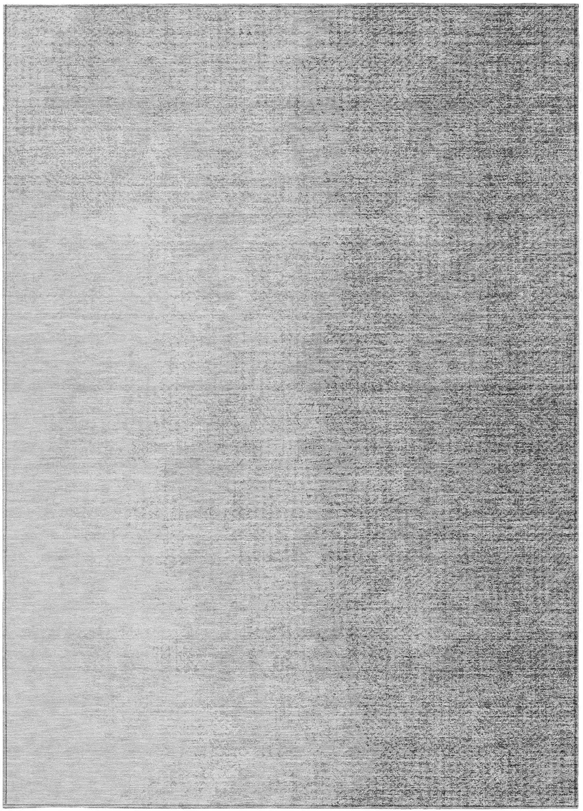 Gray And Silver Abstract Washable Indoor Outdoor Area Rug Photo 7
