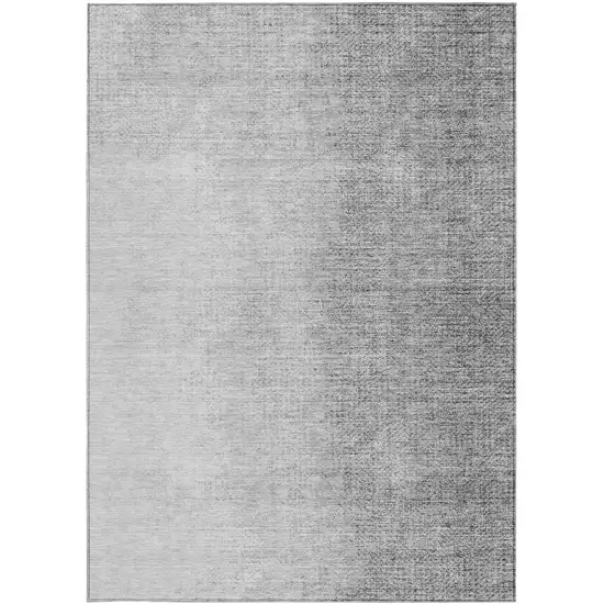 Gray And Silver Abstract Washable Indoor Outdoor Area Rug Photo 7