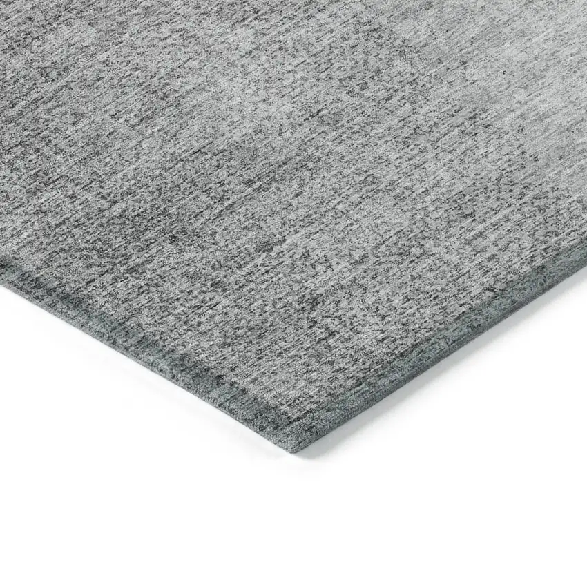 Gray And Silver Abstract Washable Indoor Outdoor Area Rug Photo 5