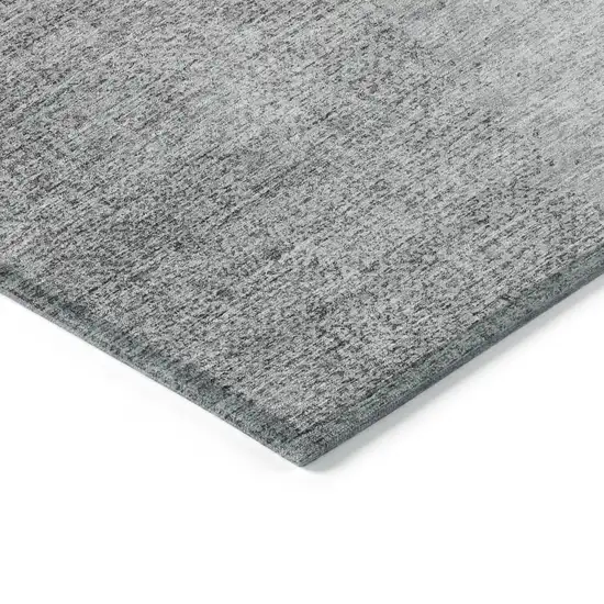 Gray And Silver Abstract Washable Indoor Outdoor Area Rug Photo 5
