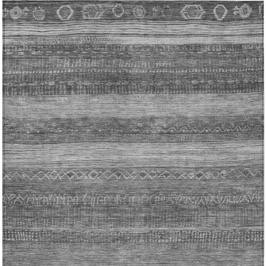 Gray And Silver Aztec Washable Indoor Outdoor Area Rug Photo 4