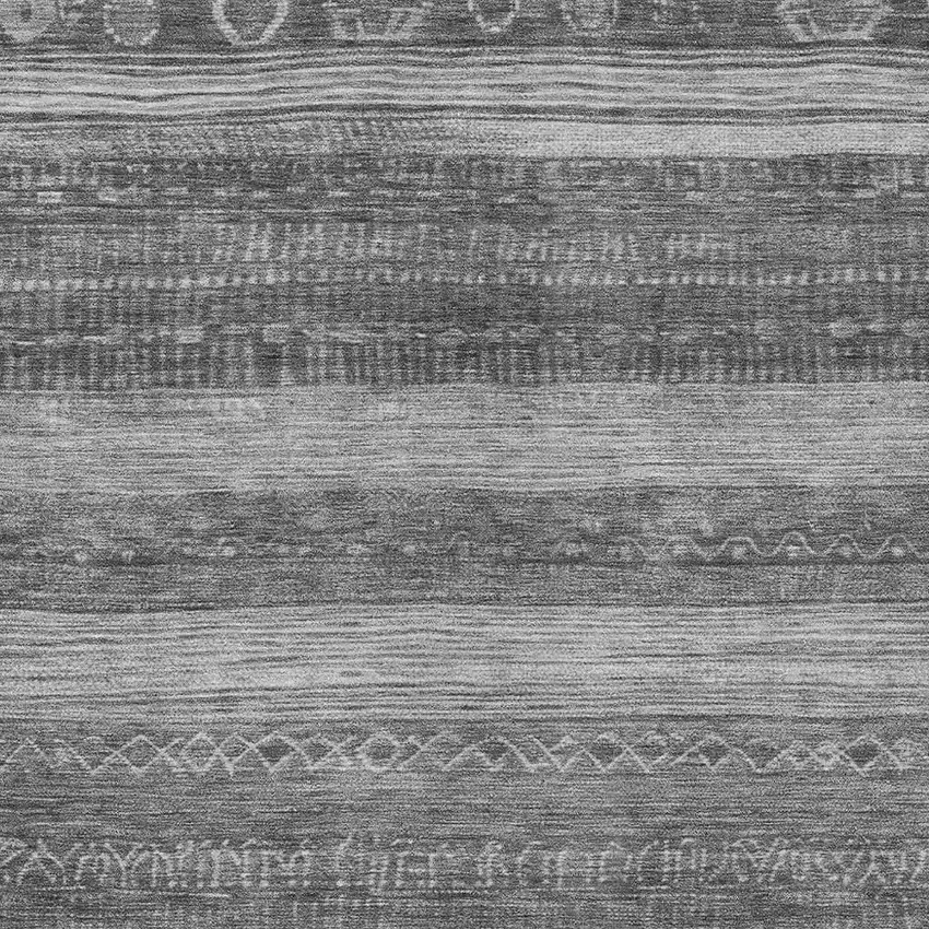 Gray And Silver Aztec Washable Indoor Outdoor Area Rug Photo 3