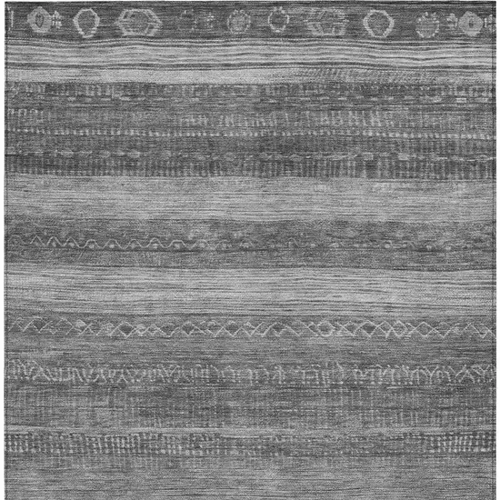 Gray And Silver Aztec Washable Indoor Outdoor Area Rug Photo 3