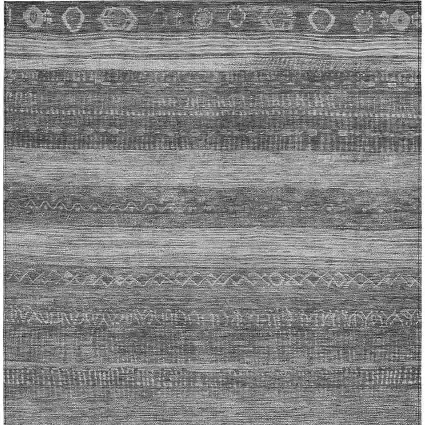 Gray And Silver Aztec Washable Indoor Outdoor Area Rug Photo 3