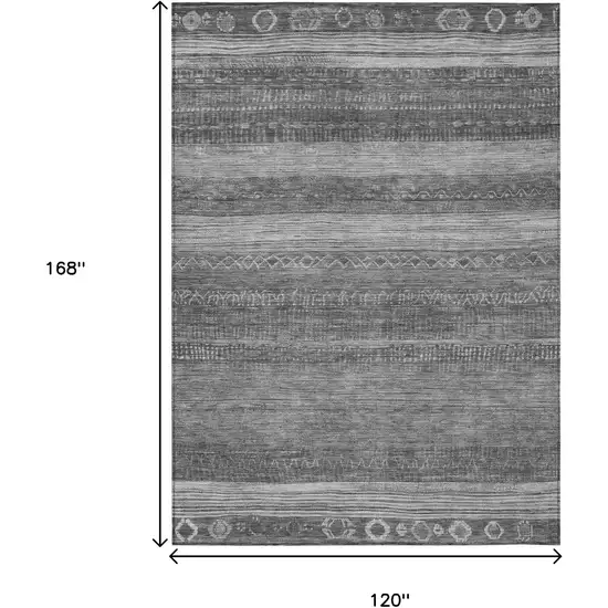 Gray And Silver Aztec Washable Indoor Outdoor Area Rug Photo 9