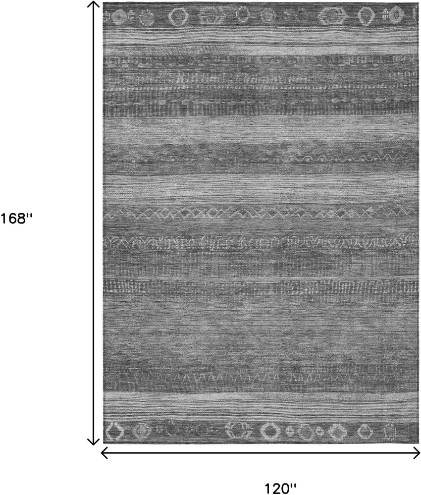 Gray And Silver Aztec Washable Indoor Outdoor Area Rug Photo 9