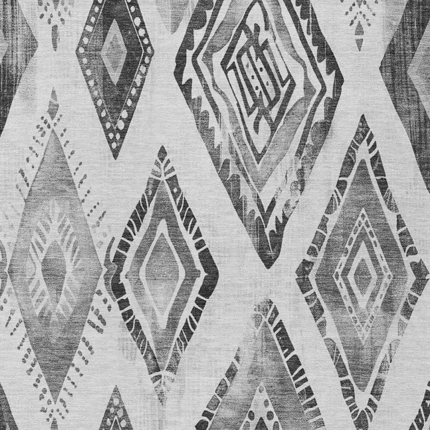 Gray And Silver Aztec Washable Indoor Outdoor Area Rug Photo 3