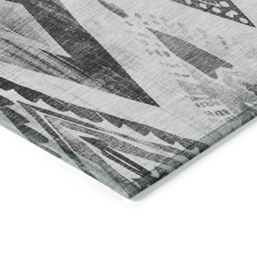 Gray And Silver Aztec Washable Indoor Outdoor Area Rug Photo 9