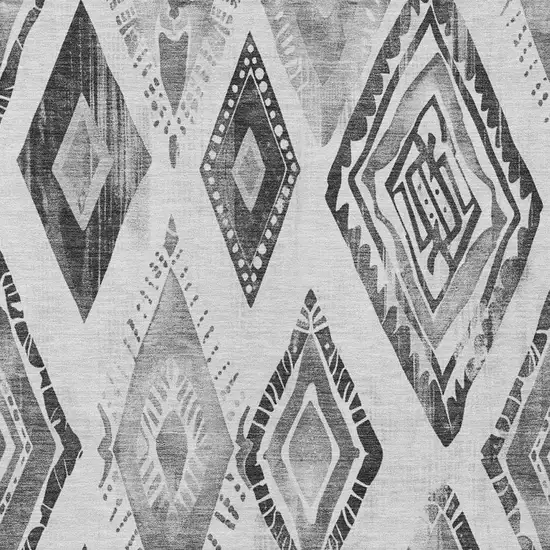 Gray And Silver Aztec Washable Indoor Outdoor Area Rug Photo 3